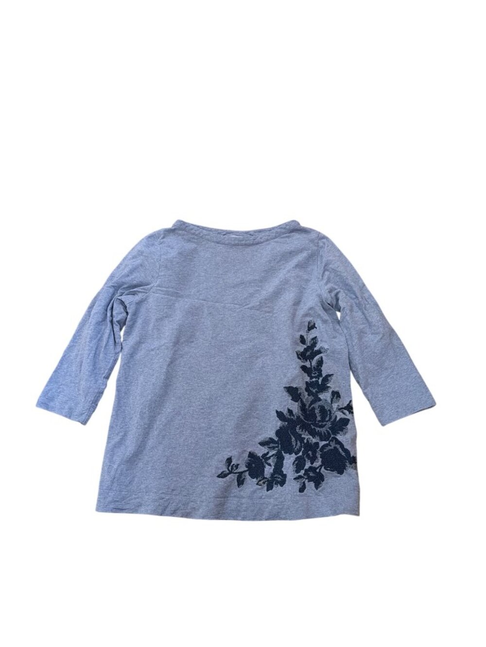 J. Jill Tunic Top Small Blue Floral Navy Embroidery 3/4 Sleeves Cottage Core